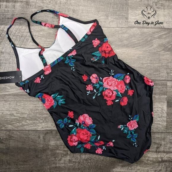 Sheshow Ruched Front Adjustable One Piece Swimsuit Size L - Picture 2 of 2